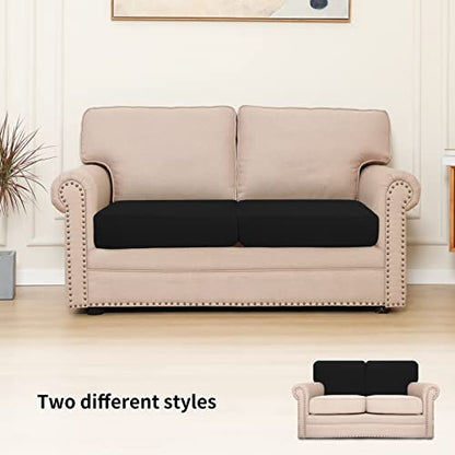 Easy-Going Stretch Individual Loveseat Couch Cushion Cover Sofa Cushion Furniture Protector Sofa slipcover Soft Flexibility with Elastic Bottom (2-piece Loveseat Cushion Cover, Black) - color: Black, size: 2-piece