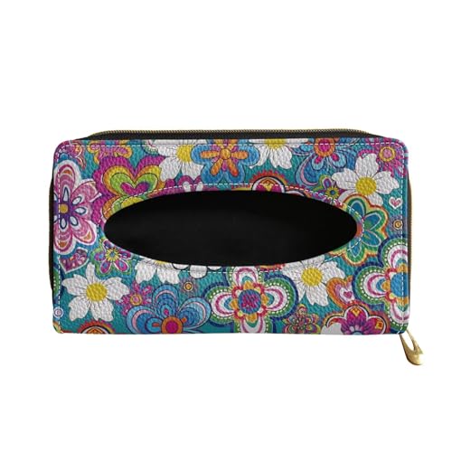 Cartoon Hippie Flower Car Visor Napkin Holder Mask Holder Car Sun Visor Napkin Holder Car Standard Tissue Holder - color: Cartoon Hippie Flower