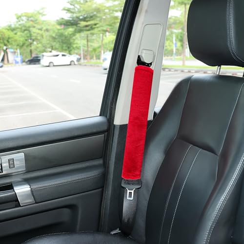 Soft Faux Fur Universal Fit Seatbelt Cover Car Truck SUV Airplane Seat Belt Shoulder Pad for Carmera Backpack Straps Neck Cushion Protector Extra Long 15.7in Red - color: Red, size: 15.7in 1pack