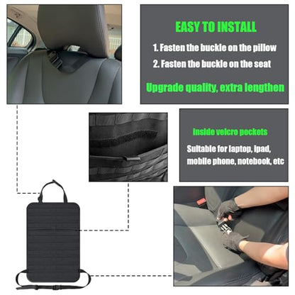 7 PACK Tactical Car Seat Back Organizer With 5 Detachable Pouches Upgrade Tactical Molle Vehicle Panel Organizer Universal fits for Most of Car Truck Ford Jeep Vehicle