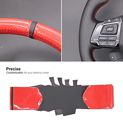 MEWANT Hand-Sewing DIY Red Glossy Carbon Fiber + Black Microfiber Leather Car Steering Wheel Cover for Subaru WRX (STI) 2015-2019 / Levorg 2015-2019/ WRX Steering Wheel Cover Accessories - color: style-19：Red Glossy Carbon Fiber+Black PU Leather