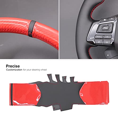 MEWANT Hand-Sewing DIY Red Glossy Carbon Fiber + Black Genuine Leather Car Steering Wheel Cover for Subaru WRX (STI) 2015-2019 / Levorg 2015-2019/ WRX Steering Wheel Cover Accessories - color: style-20：Red Glossy Carbon Fiber+Genuine Leather