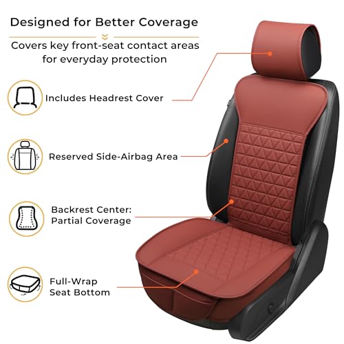 Black Seal 2-Pack Front Car Seat Covers, Faux Leather Seat Bottom Covers with Partial Backrest Protection, Side Wrap Design, Universal Fit for Most Cars, SUVs, Trucks, Vans (Burgundy) - color: 2-Pack-Burgundy