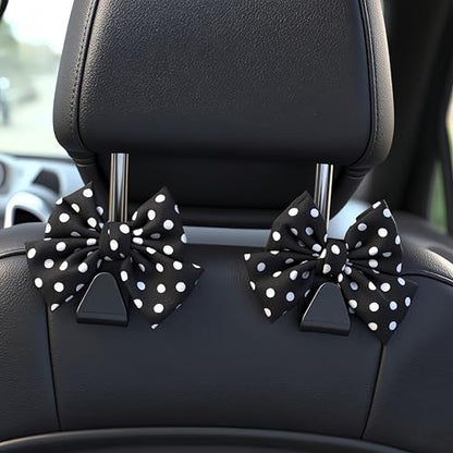 2-Pack Car Purse Hooks for Hanging Purses and Bags, Cute Bow car seat headrest Hooks for Hanging car Purse Hooks. (Black Wave Point) - color: Black Wave point