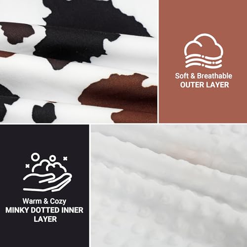 Elstey Car Seat Cover Baby, Minky Dot Carseat Covers Baby Boys Girls, Lightweight Infant Car Seat Cover Canopy with 2 Layers Breathable Mesh Windows, Stroller Carrier for Babies Newborn Essentials - color: Brown Black Cow