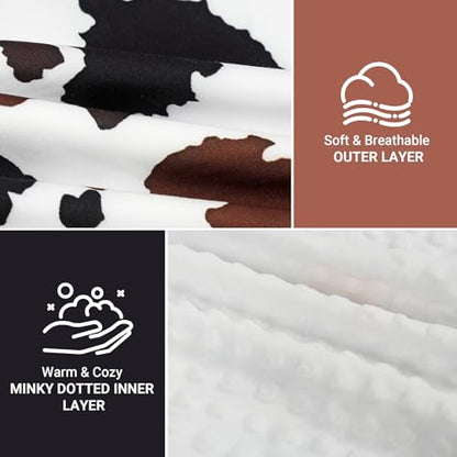 Elstey Car Seat Cover Baby, Minky Dot Carseat Covers Baby Boys Girls, Lightweight Infant Car Seat Cover Canopy with 2 Layers Breathable Mesh Windows, Stroller Carrier for Babies Newborn Essentials - color: Brown Black Cow