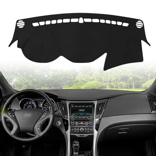 Dashboard Dash Cover Mat for Sonata 2011 2012 2013 2014 Polyester Custom Fit Sonata Accessories Dash Cover Black Trim (Sonata 2011-2014, Black)