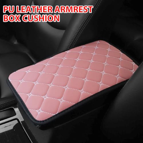 HZEL Car Center Console Cushion Pad, PU Leather Vehicle Armrest Protection Cover, Waterproof Automotive Interior Arm Rest Seat Box Mat Accessories, Universal for SUV, Sedan, Truck (Pink) - color: Pink
