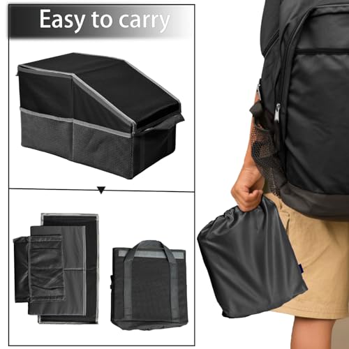 Car Seat Organizer - Passenger Seat Organizer, Collapsible Small Car Seat Storage Organizer with Lid（Black）
