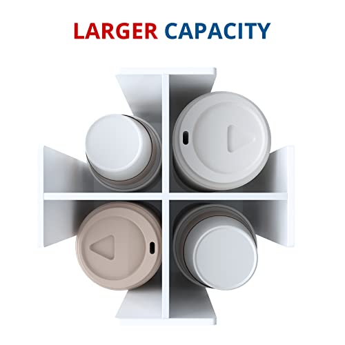 KOTEMON Cup and Lid Holder, 4 Compartment, Square | Rotating Coffee Cup Dispenser Lid Carousel for Restaurant, Buffet, Coffee Station, Bar, Countertop, White Acrylic - color: White