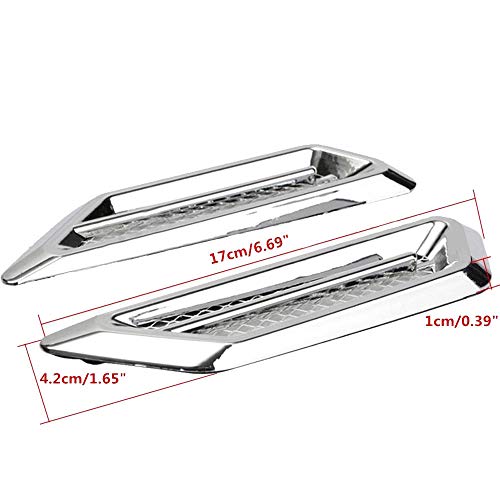 TuTuYa Car Side Mesh Vent, Universal Car Air Flow Chrome Fender Side Vent Decor Sticker Accessories,1 Pair