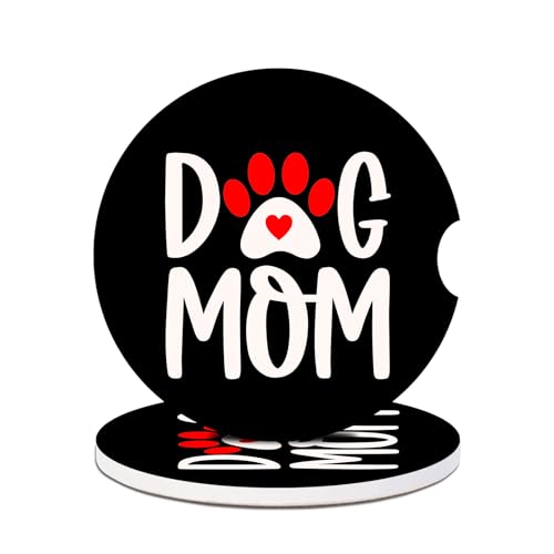 2 Pack Car Cup Holder Coasters - Dog Mom Absorbent Ceramic Coaster, Car Coasters for Cup Holders, Car Interior Accessories for Women Men - color: Dog Lover