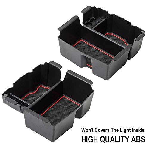 Center Console Organizer Tray Compatible with Jeep Wrangler JL/JLU 2018-2023 2024 2025 2026 and Gladiator JT Truck 2020-2026 Insert Accessories - Won't Covers The Light Inside (Red Trim) - color: Red