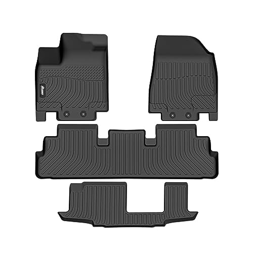 FREEMOTOR802 Compatible with 2022-2025 Infiniti QX60 7 Seats & Nissan Pathfinder 8 Seats Floor Mats, 3D Molded Carpets 1st 2nd Row Protection 4PC Black TPE All Weather Liner Protector Cover - size: For Infiniti QX60 7 Seats 2022-2025