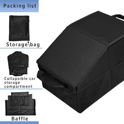 Car Seat Organizer - Passenger Seat Organizer, Collapsible Small Car Seat Storage Organizer with Lid（Black）