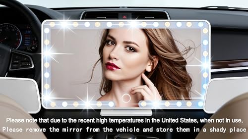 Car Sun Visor Vanity Mirror, 3 Light Modes & 60 LEDs, Rechargeable Dimmable Touch Screen Travel Makeup Mirror,Universal for Truck SUV-Car Accessories Essentials for Women（White）