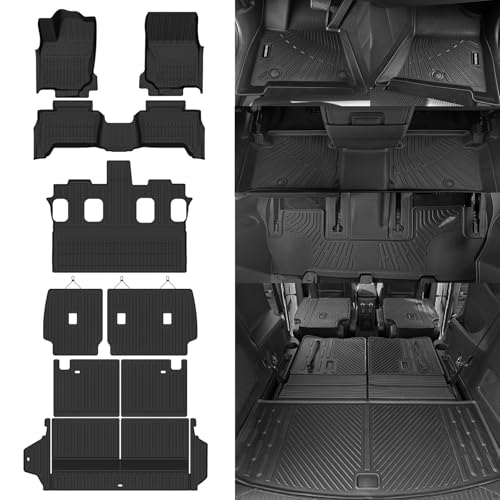 Naibeve Floor Mats for 2025 2026 Toyota 4Runner 7 Seats- All Weather Custom Fit for Toyota 4Runner Floor Mats & Cargo Mat & 2rd/3nd Row Seats Back Cover Waterproof Interior Accessories - size: 6)4Runner 7 Seats|2025-2026