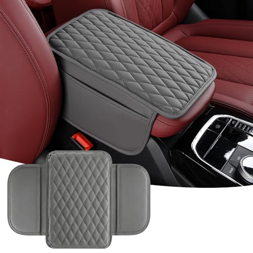 Car Center Console Cover, Upgraded Microfiber Car Armrest Cover Cushion, with 2 Storage Bags Scratch, Resistant Leather Cars Armrest Storage Box Universal Vehicles Accessories (Gray) - color: Gray