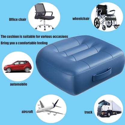 with Carry Handle Comfortable Cushion for Home Office Chair Pad Car Seat Cushion Effectively Increase The Field of View by 12cm/ 4.7in,and Lower Back Fatigue Relief (Navy Blue) - color: Navy Blue