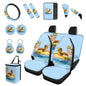 Forchrinse 15Pack Car Accessories Set Hawaiian Sea Turtle Car Seat Cover Full Set+Steering Wheel Cover+Car Trash Can+Seatbelt Cover+Coaster+Keychain - color: Hawaiian Sea Turtle Print