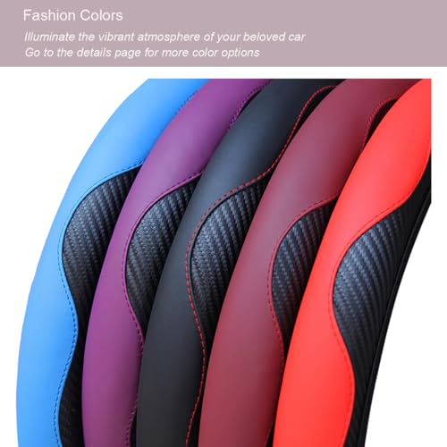 Ultra Fine Carbon Fiber Leather Steering Wheel Cover, Anti Slip and Sun Protective Protect The Steering Wheel, Easy to Install,Universal of 14.5"-15" (Beige) - color: Beige