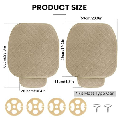 surpassme Comfortable Car Seat Covers Universal Front Seat Covers for Car Accessories with Storage Pockets, Padded Car Interior Covers for Automotive, SUV, Truck, and Van(Khaki)