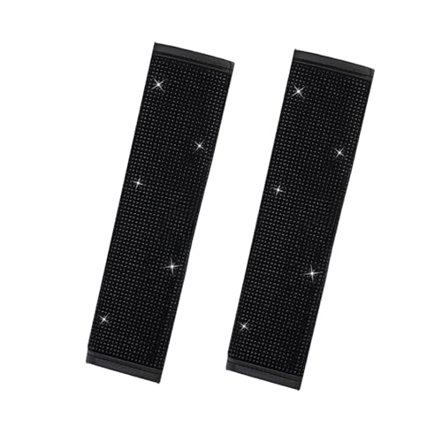 2PCS Bling Car Seat Belt Covers, Crystal Rhinestone Seatbelt Shoulder Pad for Women Girl, Diamonds Glitter Seat Belt Cushion, Universal Auto Interior Accessory for Car Truck SUV (Black) - color: Black
