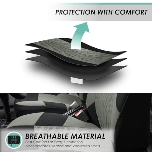 FH Group Three Row Set 7 Seater Gray Travel Master Car Seat Covers, Airbag and Split Rear Car Seat Cover Universal Fit Interior Accessories for Cars Trucks & SUV Automotive Seat Covers - color: Gray