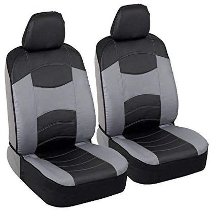BDK Soft & Smooth Leatherette Sideless Front Car Seat Covers Fit for Car SUV Van (Black & Gray)- Easy Installation Cover - color: Black & Slate Gray