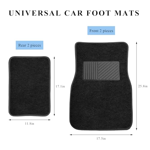 4PCS Car Floor Mats, Waterproof Non-Slip Car Floor Liners with Safety Heel Pad, All-Weather Wear-Resistant Mats Heavy Duty Universal Carpets for Truck SUV Van Sedan (Black) - color: Black