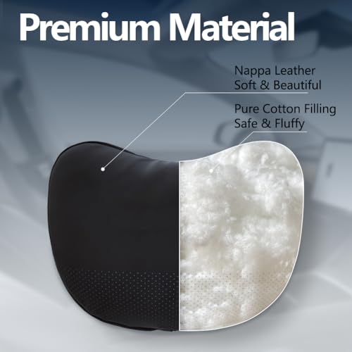 BlissfulNest Tesla Neck Pillow Car Seat Headrest, 2 Pack, Neck Pillow for Tesla Model Y, Tesla Model 3, Tesla Model X, Tesla Model S Nappa Leather. Height Adjustable, Thickness Adjustable. (Black) - color: Nappa Leather Black