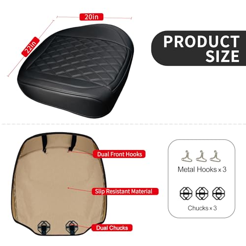 BEITK 1 Pack Leather Front Car Seat Cover Bottom Car Seat, Anti-Slip and Full Wrap Driver Car Seat Protectors, Luxury Waterproof Bottom Auto Seat Cushion Pad Mat for Most Vehicles(Black) - color: black-1pcs