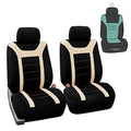FH Group Car Seat Covers Sports Seat Covers Front Seats Only, Airbag Compatible Beige Black Automotive Seat Cover Combo Small Car Seat Cover Design Universal Fit Interior Accessories Cars Trucks SUVs - color: Beige