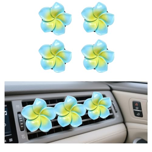 Car Flower Air Vent Clip, 4PCS Cute Tropical Daisy Flower Vehicle Air Conditioner Outlet Clamp, Charm Auto Interior Air Conditioning Decoration Accessories, Universal Fit (Blue) - color: Flower Blue
