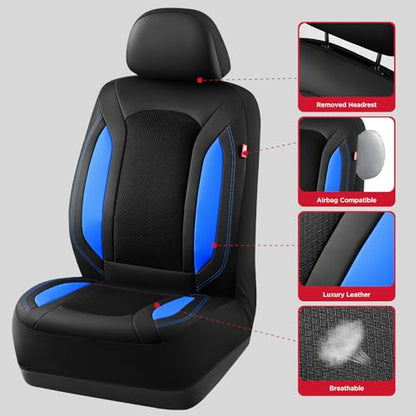 Rubbermaid Leather Mesh Car Seat Covers, Breathable Air Mesh Front Seat Cover, Universal Fit Slip-on Design, Airbag Compatible, Automotive Seat Protector for Most Cars, SUVs, Trucks, Vans-Blue - color: Blue