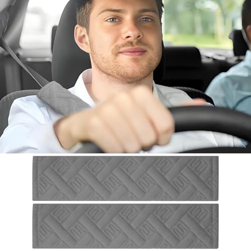 2PCS Car Seat Belt Cover Pad，Seatbelt Cushion，Car Accessories Interior, More Comfortable to Drive (Gray) - color: Gray