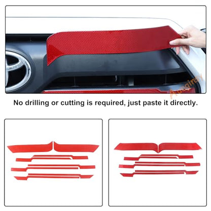 Aunginsy Car Front Bumper Grille Trim Sticker Fit Toyot@a Tundra 2022-2024 Truck Real Carbon Fiber Front Lip Bumper Upper Grill Molding Strips Decorative Cover Protect Sticker Exterior Accessories - size: Front Bumper Grille Trim Sticker