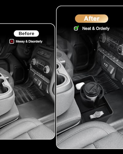 Center Console Tray For 2019-2026 Chevy Silverado/GMC Sierra 1500 & 2020-2026 Silverado/Sierra 2500 HD/3500 HD - Double Layer Storage Tray With Removable Cup Holder - Only Fit Split-Bench Front Seat - size: 2019-2026 Silverado/Sierra Oragnizer+Cup Holder