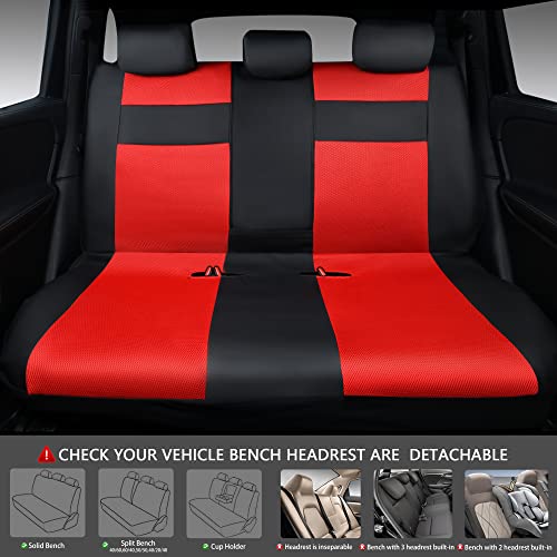 CAR PASS Leather 3D Foam Back Support Car Seat Covers Full Set Air Mesh Automotive Seat Covers, All Season Car Seat Cover Fit Automotive,SUV,Sedan,Van, Airbag Compatible Elegance (Black and Red) - color: Black and Red