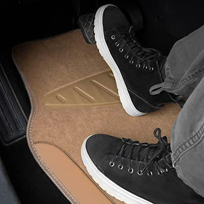 CAR PASS Beige Leather & Waterproof Car Carpet Floor Mats, Universal Car Mats Fit for SUV,Vans,sedans, Trucks,Set of 4pcs Car Carpet with Anti-Slip nibbs Driver Heel Pad (All Beige) - color: All Beige