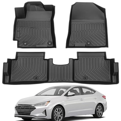 All Weather Custom Fit Rubber Mats for 2017-2020 Hyundai Elantra(No Fit Elantra GT), Easy to Remove and Clean, Anti-Slip, Full Set Includes 1st 2nd Rows Maximum Coverage, TPE Rubber Protection - color: 2017-2020 Elantra