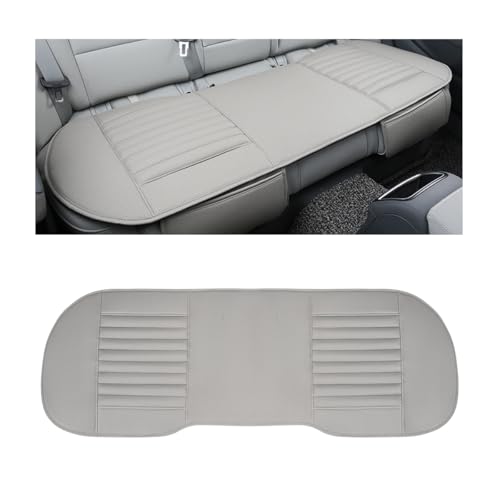 Leather Car Seat Cover, Breathable Rear Seat Bottom Cushion Pad Filling Bamboo Charcoal, Comfortable Anti-Slip Vehicle Long Bench Cover with Storage Pockets, Car Accessories (Gray) - color: Gray