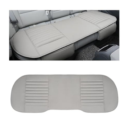 Leather Car Seat Cover, Breathable Rear Seat Bottom Cushion Pad Filling Bamboo Charcoal, Comfortable Anti-Slip Vehicle Long Bench Cover with Storage Pockets, Car Accessories (Gray) - color: Gray