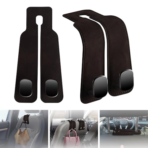 Car Purse Hook for Headrest, 2 Pcs Car Seat Back Storage Hook Bendable Leather Universal Vehicle Car Bag Hooks(Black) - color: Black, size: 2pcs Seat Hook