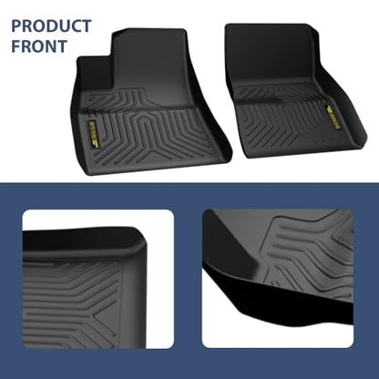 PIT66 Floor Mats Cargo Liners Compatible with Tesla Model 3 2017-2023 Sept Old Style, NOT Fit 2023.Oct-2026 new Model (Heavy Duty) TPE 3-Piece Premium, All Weather Floor Liners Black - size: Fit Tesla Model 3 2017-2023 | 3PCS