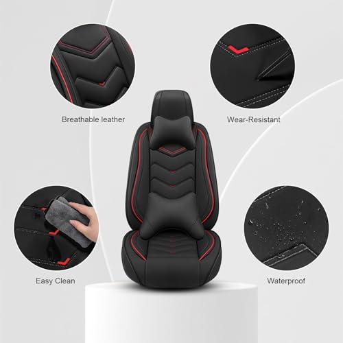 Car Seat Cover for KIA Soul 2010-2025, Seat Covers Full Set,Non-Slip Waterproof seat Cover,Wear-Resistant Nappa Leather car seat Covers. (Luxury 5 Seats/Black) - color: Black, size: Luxury 5 Seats