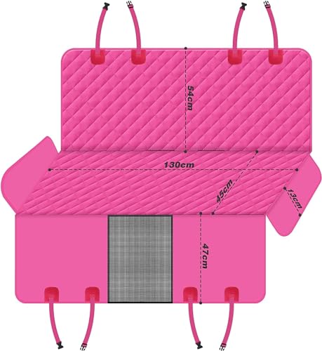 GXT Dog Back Seat Cover Protector for Cars SUV and Trucks with Mesh Window, Scratchproof Nonslip and Waterproof Material - color: Pink, style: Seat Cover and Dog Seat Belt