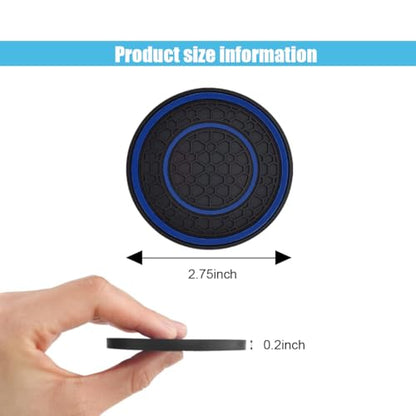 2PCS Car Cup Holder Coasters, 2.75 Inch Auto Non-Slip Anti Dust Cup Mats, Console Cup Holder Insert Coaster Auto Insulated Mats, Universal Interior Accessories for Most Cars (Blue) - color: Blue
