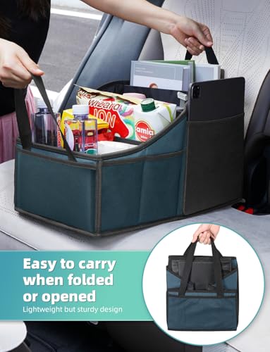 Car Seat Organizer Backseat Car Organizer with 4 Compartments, 4 Cup Holders and 7 Mesh Pockets for Front and Rear Seat, Blue - color: Blue