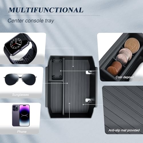 BIBIBO 3Pack for 2026 Subaru Outback Center Console Organizer 2026 Subaru Outback Console Armrest Tray+Cup Holder +Wireless Charging Mat 2026-Outback Insert Organizer Tray - color: Black-3Pack